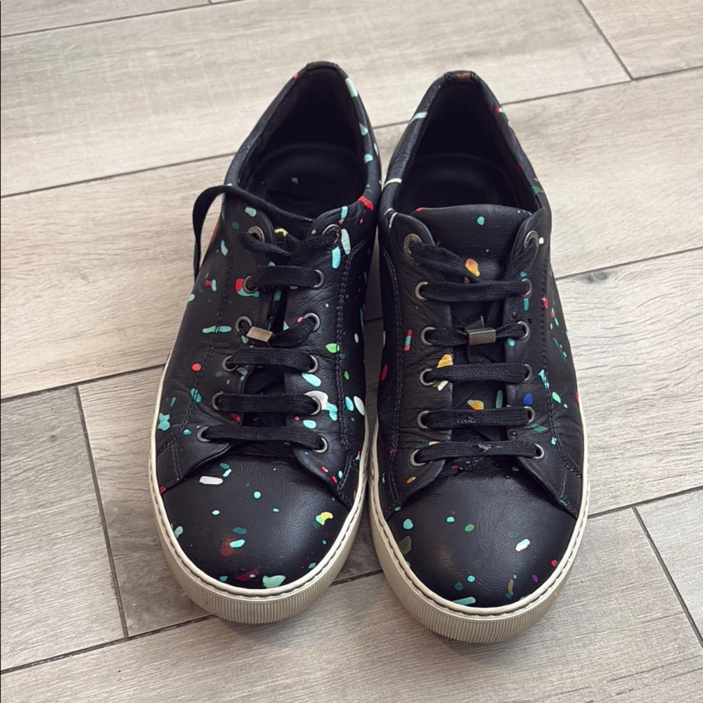 Lanvin Black Multicolor Speckled Sneakers